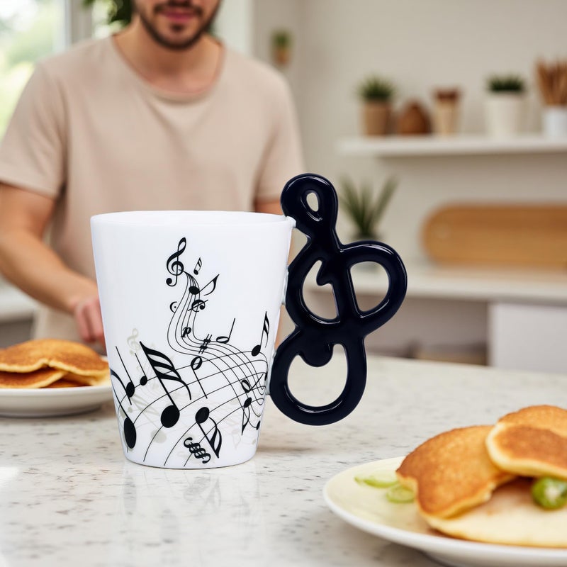 LanHong Music Mug Musical Notes Coffee Mug Gift for Musician - 13.5 oz Musical Cup Gifts for Music Lovers - Musical Coffee Mugs Birthday Christmas Gifts for Men Women - Image 3